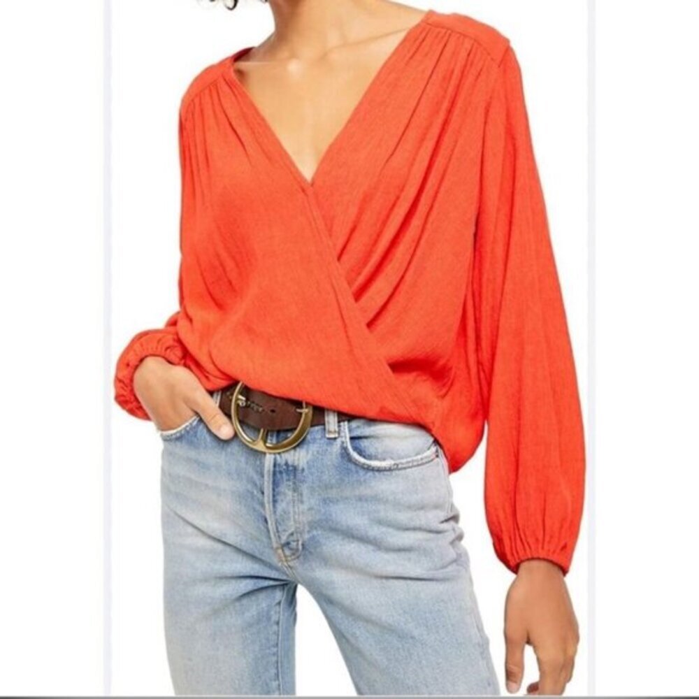 Free People Check On It Wrap Top Womens Medium